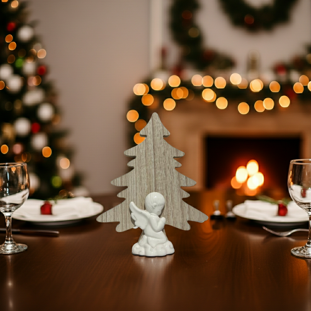 Albero Natale d'Arredo - Legno E Porcellana