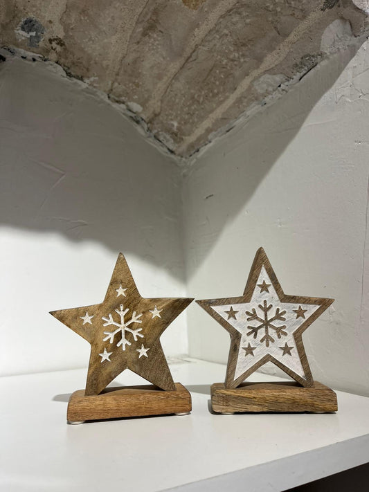Coppia di Stelle - Legno - Oggettistica Natale