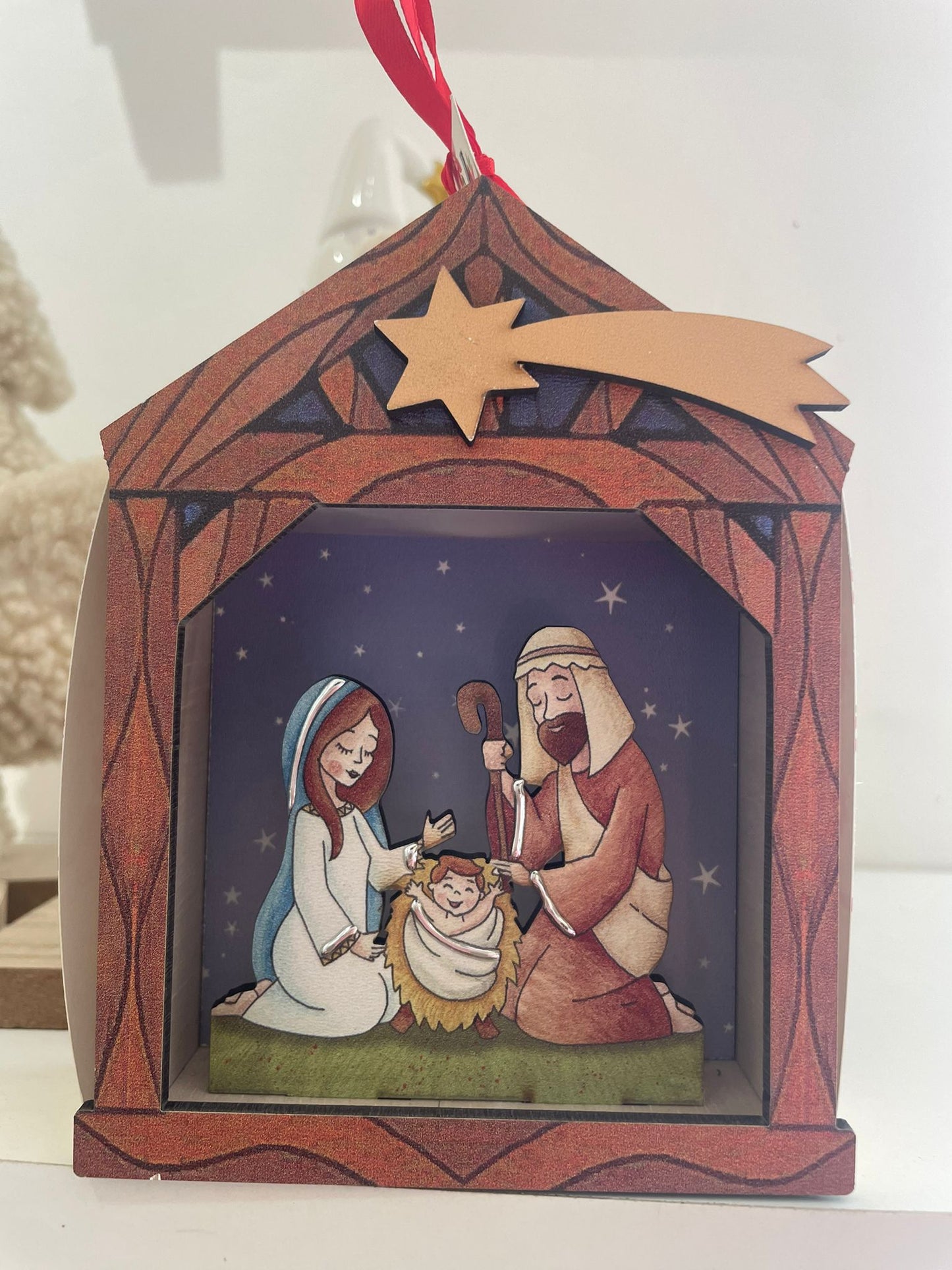 Presepe in Legno con Luce Led