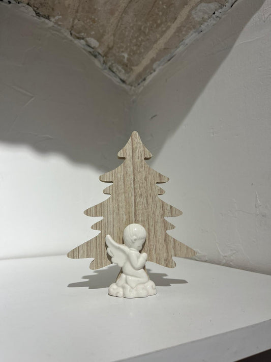 Albero Natale d'Arredo - Legno E Porcellana