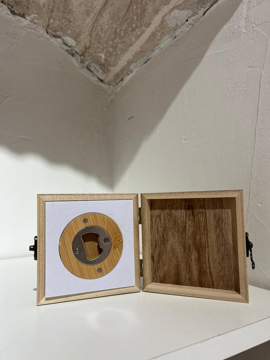 Apri bottiglia legno Con Scatolina - Set Regalo